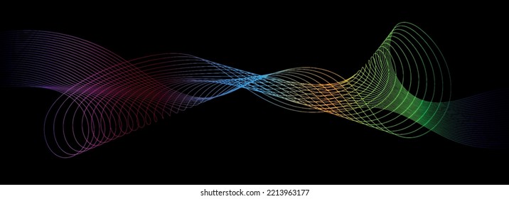 Shapes created with lines in the space. Creative neon colors. Modern abstract background.