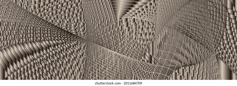 Formas creadas con líneas en el espacio. Fondo abstracto moderno.