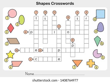 Shapes Crosswords Worksheet Education Stock Vector (Royalty Free ...