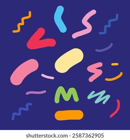 Shapes curve zigzag line abstract colorful cute