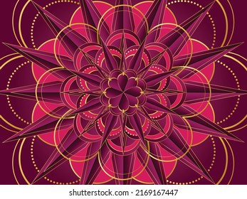 Shapes and curves are arranged together to create an unusual and beautiful image overlay with an emphasis on tones. Pink and gold are the main elements.