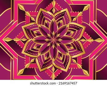 Shapes and curves are arranged together to create an unusual and beautiful image overlay with an emphasis on tones. Pink and gold are the main elements.
