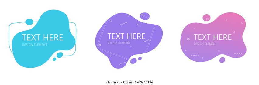 Shapes design element abstract liquid gradient geometric modern splash halftone wavy set for text copy space or fluid graphic curvy colourful vector background, idea of backdrop for flyer or brochure