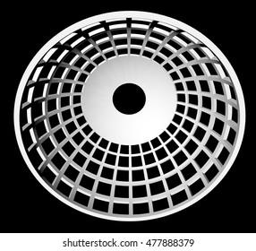 Shapes of Dome in perspective with a hole in the top of formed concrete Cartridges.