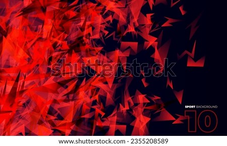 Shapes explosion. Shards of broken glass. Red dynamic background for sport, music, gaming.