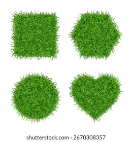 Formas llenas de hierba verde aisladas. Vector