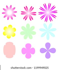 Shapes -  flower Elements on White Dots Wallpaper Background - Vector Flat Graphic Design