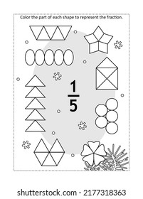 Shapes Fraction Coloring Page Onefifth Stock Vector (Royalty Free ...