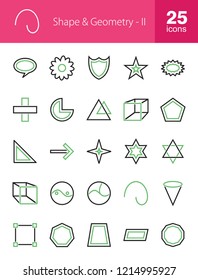 Shapes & Geometry Line Green & Black Icons