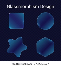 Shapes with glassmorphism effects for digital, web design, interfaces, illustrations, abstract compositions, mobile apps, websites, banners, poster design elements. 