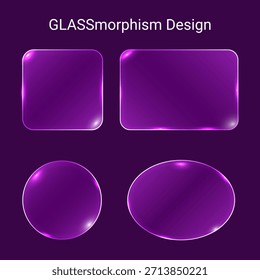 Formen mit Glasmorphismus-Effekten für Digital, Web-Design, Schnittstellen, Illustrationen, abstrakte Komposition, mobile Apps, Websites, Banner, Poster-Design-Elemente. 