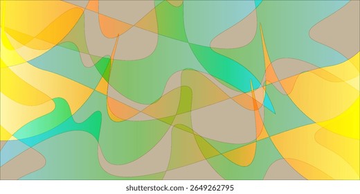 formas e tons de gradiente em amarelo, laranja, verde e turquesa. Design artístico moderno ideal para uso digital e projetos criativos.Fundo abstrato colorido com curvas suaves 