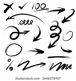 Shapes handwriting collection. Abstract vector. Graffiti. Doodle.
