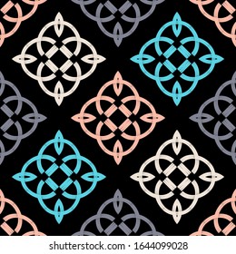 Shapes with hatching. Ethnic boho ornament. Seamless pattern. Tribal motif. Vector illustration for web design or print.