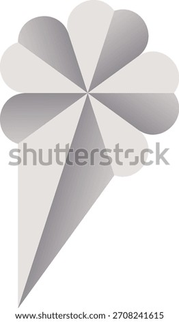 The shapes have smooth, rounded edges and are shaded with a subtle gradient, giving them a soft, metallic appearance. The entire design is symmetrical and isolated on a white background.