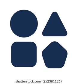 Shapes icon. shapes, circle, triangle, square, pentagon, geometric, diverse, geometry, geometrical, round. Vector icon illustration