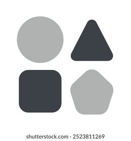 Ícone Formas. formas, círculo, triângulo, quadrado, pentágono, geométrico, diverso, geometria, geométrico, redondo. Ilustração de ícone de vetor