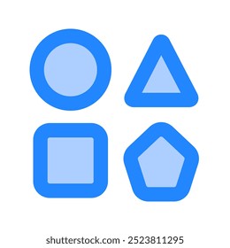 Shapes icon. shapes, circle, triangle, square, pentagon, geometric, diverse, geometry, geometrical, round. Vector icon illustration