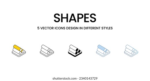 Diseñar iconos de formas en estilo Cinco con barra modificable. Línea, Sólido, Línea plana, Color de tono Duo y Línea de degradado de color. Adecuado para diseño de páginas Web, aplicaciones móviles, UI, UX y GUI.