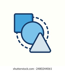 shapes icon, isolated blue outline style, graphic design icon theme