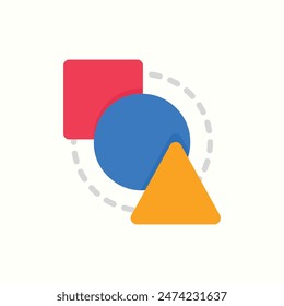 shapes icon, isolated graphic design icon set with flat color style