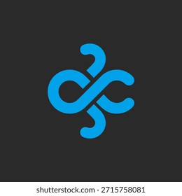 As formas das letras O e C têm a forma de um polvo à sua volta para formar o logotipo.
