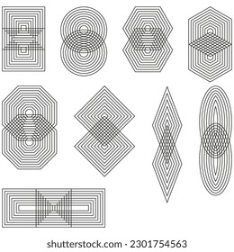 forma el volumen de líneas. Dibujo de esbozo. Forma geométrica. Ilustración vectorial.