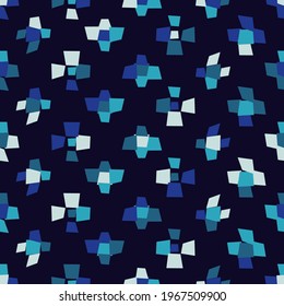 Shapes made of curved squares. Mosaic with geometric shapes. Seamless pattern. Design with manual hatching. Textile. Ethnic boho ornament. Vector illustration for web design or print.