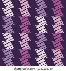 Shapes made of stripes. Mosaic with geometric shapes. Seamless pattern. Design with manual hatching. Textile. Ethnic boho ornament. Vector illustration for web design or print.