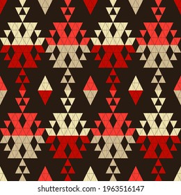 Formas hechas de rayas. Mosaico con formas geométricas. Patrón sin foco. Diseño con eclosión manual. Textil. Ornamento étnico de boho. Ilustración vectorial para diseño web o impresión.
