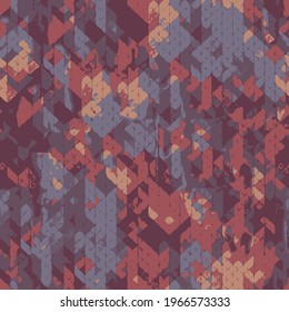 Shapes made of stripes. Mosaic with geometric shapes. Seamless pattern. Design with manual hatching. Textile. Ethnic boho ornament. Vector illustration for web design or print.