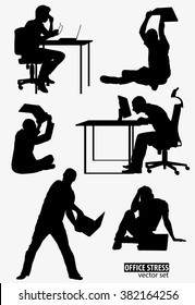 Shapes of Men under stress with laptop