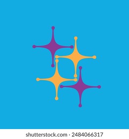 Shapes next to each other in orange and purple