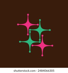 Formen nebeneinander in Rosa und Grün