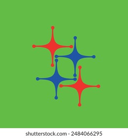 Shapes next to each other in red and blue
