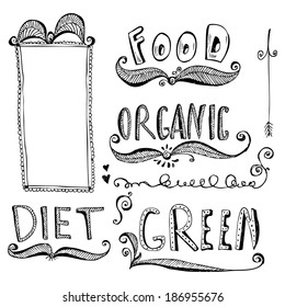 shapes organic frame nails drawn vector frame set and design piece shapes organic frame line vegetation flower nails group hand community abstract edge pile food single leaf drawn sign square green he