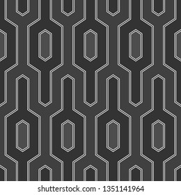 Shapes ornament. Geometric motif. Seamless vector. Forms background. Tribal wallpaper. Ethnic image. Folk backdrop. Digital paper, web design, textile print. Figures, hexagons pattern