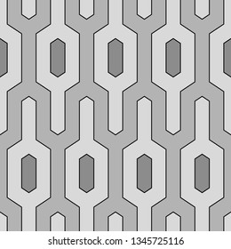 Shapes ornament. Seamless vector. Figures, hexagons pattern. Forms background. Tribal wallpaper. Ethnic image. Folk backdrop. Geometric motif. Digital paper, web design, textile print