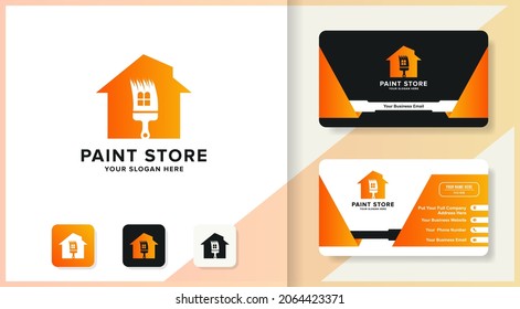 shapes paintbrush house logo design and business card