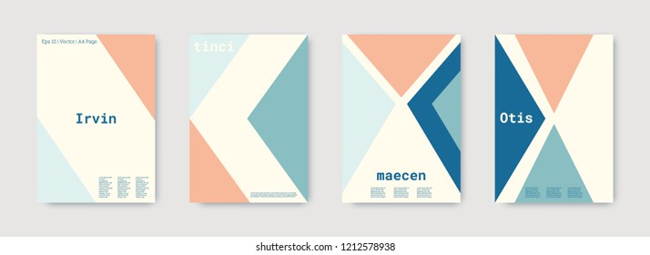 Shapes patterns. Blue, pink, gold, white, bright colorful set graphic design covers. Triangle design template. Cool geometric shape compositions. Triangle business design. Futuristic shapes patterns.
