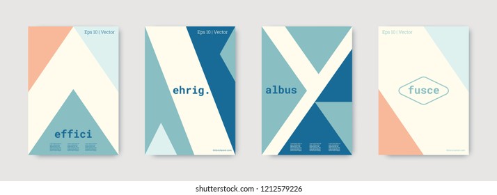 Shapes patterns. Blue, pink, gold, white, bright colorful set graphic design covers. Triangle design template. Cool geometric shape compositions. Triangle business design. Futuristic shapes patterns.