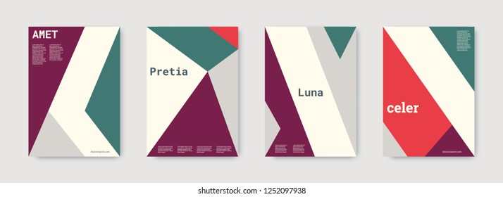 Shapes patterns. Blue, pink, gold, white, bright colorful set graphic design covers. Triangle design template. Cool geometric shape compositions. Triangle business design. Futuristic shapes patterns.