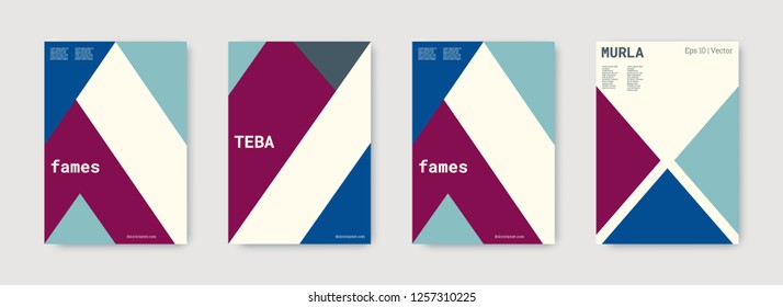 Shapes patterns. Blue, pink, gold, white, bright colorful set graphic design covers. Triangle design template. Cool geometric shape compositions. Triangle business design. Futuristic shapes patterns.