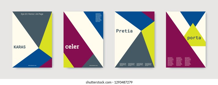 Shapes patterns. Blue, pink, gold, white, bright colorful set graphic design covers. Triangle design template. Cool geometric shape compositions. Triangle business design. Futuristic shapes patterns.