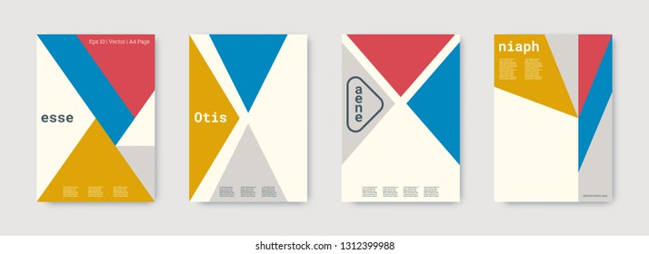 Shapes patterns. Blue, pink, gold, white, bright colorful set graphic design covers. Triangle design template. Cool geometric shape compositions. Triangle business design. Futuristic shapes patterns.