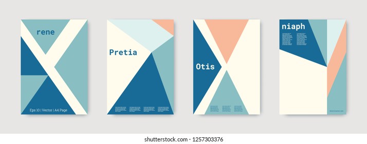 Shapes patterns. Blue, pink, indigo, white, bright colorful set graphic design covers. Triangle design template. Cool geometric shape compositions. Triangle business design. Futuristic shapes pattern.