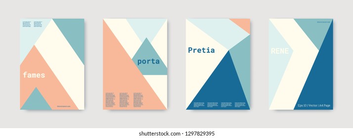 Shapes patterns. Blue, pink, indigo, white, bright colorful set graphic design covers. Triangle design template. Cool geometric shape compositions. Triangle business design. Futuristic shapes pattern.