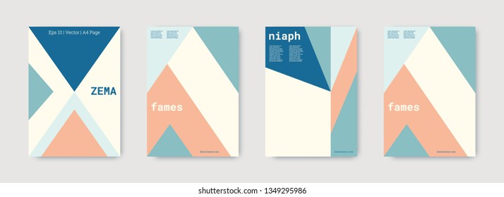 Shapes patterns. Blue, pink, indigo, white, bright colorful set graphic design covers. Triangle design template. Cool geometric shape compositions. Triangle business design. Futuristic shapes pattern.
