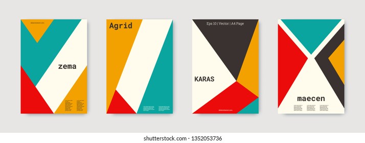 Shapes patterns. Green, gold, red, white, bright colorful set graphic design covers. Triangle design template. Cool geometric shape compositions. Triangle business design. Futuristic shapes patterns.