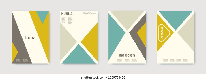 Shapes patterns. Green, gold, white, bright colorful set graphic design covers. Triangle design template. Cool geometric shape compositions. Triangle business design. Futuristic shapes patterns.